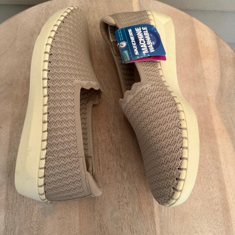 Skechers Women's Slip-On Knit Loafers in Beige - Picture 10 of 12